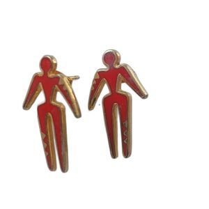 Vintage 80's Laurel Burch OLD SOUL Earrings Stud Cloisonne Enamel Collectible